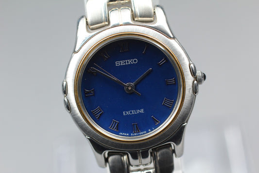 1994年製 [N MINT] セイコー エクセリーヌ HAQ 2J31-0010 ブルー クォーツ レディース腕時計 日本製