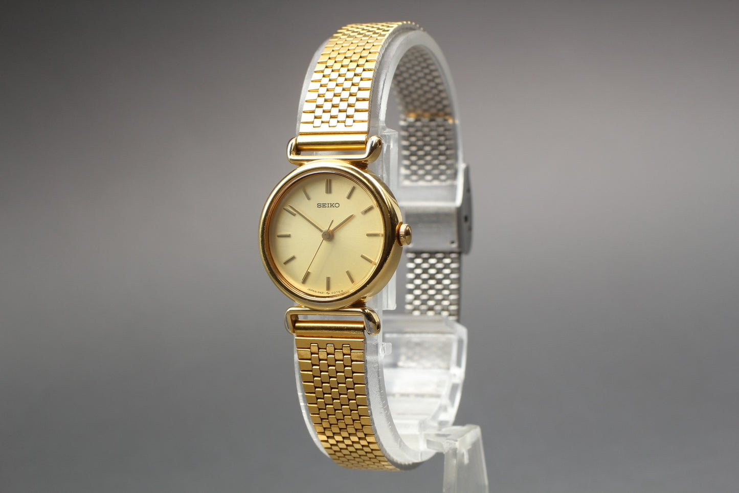 Vtg.1988[Near MINT] SEIKO 4N21-0050 22mm Gold Bracelet Quartz Ladies Watch JAPAN