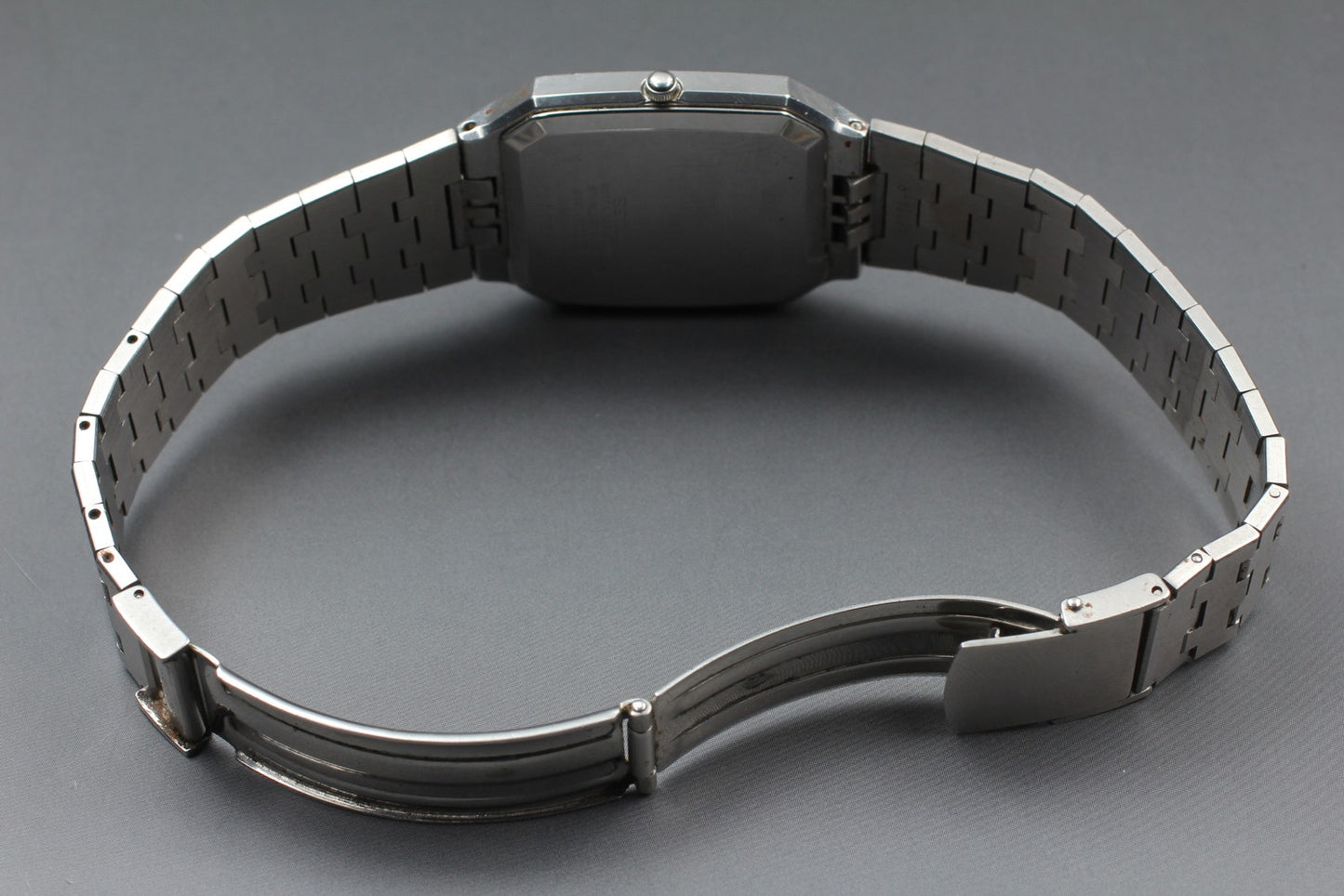 Vtg.1990 [N MINT] SEIKO 9441-5010 Tank Silver Twin Quartz Men's Watch From JAPAN