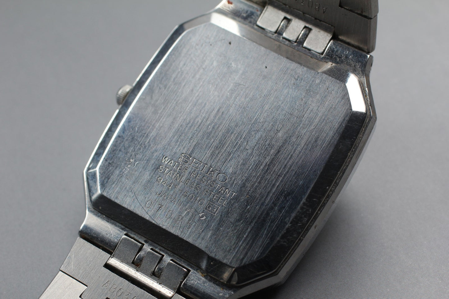 Vtg.1990 [N MINT] SEIKO 9441-5010 Tank Silver Twin Quartz Men's Watch From JAPAN