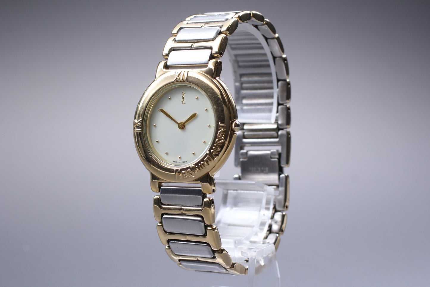 Vtg. [N MINT] Yves Saint Laurent 4620-E62267 32mm Gold Quartz Men's Watch JAPAN