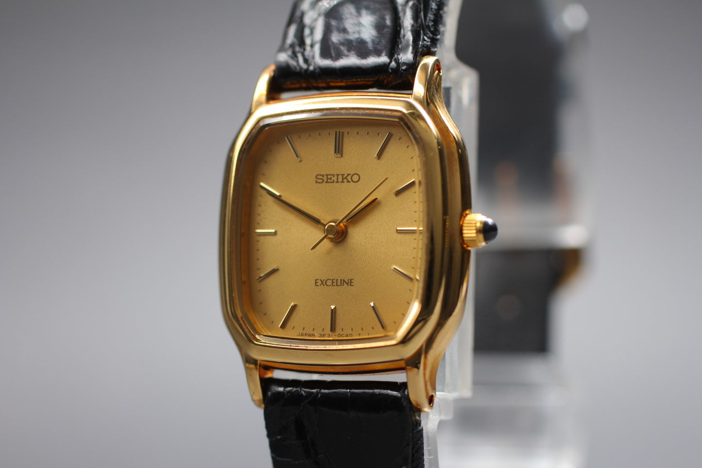 Vtg.1985 [N MINT] SEIKO Exceline 3F31-5A20 Tank Gold Quartz Ladies Watch JAPAN