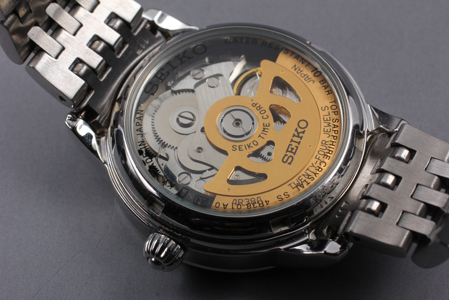 ヴィンテージ[ほぼ新品] セイコー プレザージュ 4R38-01A0 スケルトン 自動巻き メンズ腕時計 日本製