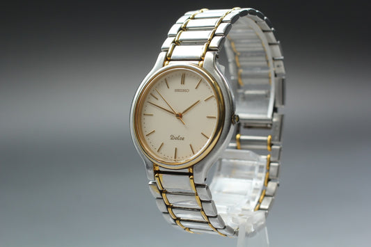 vintage 1987 [Near MINT] New batt seiko Dolce 7741-6050 Quartz Mens Watch Japan