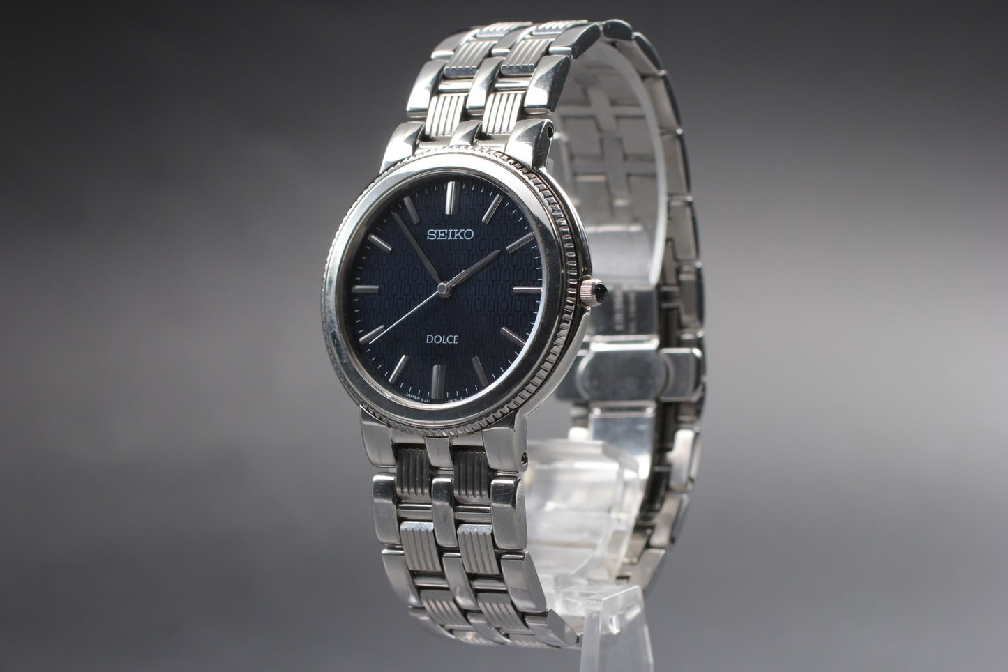 Vintage 1990 [Near MINT] Seiko Dolce 8J41-0A20 Black Quartz Men's Watch JAPAN