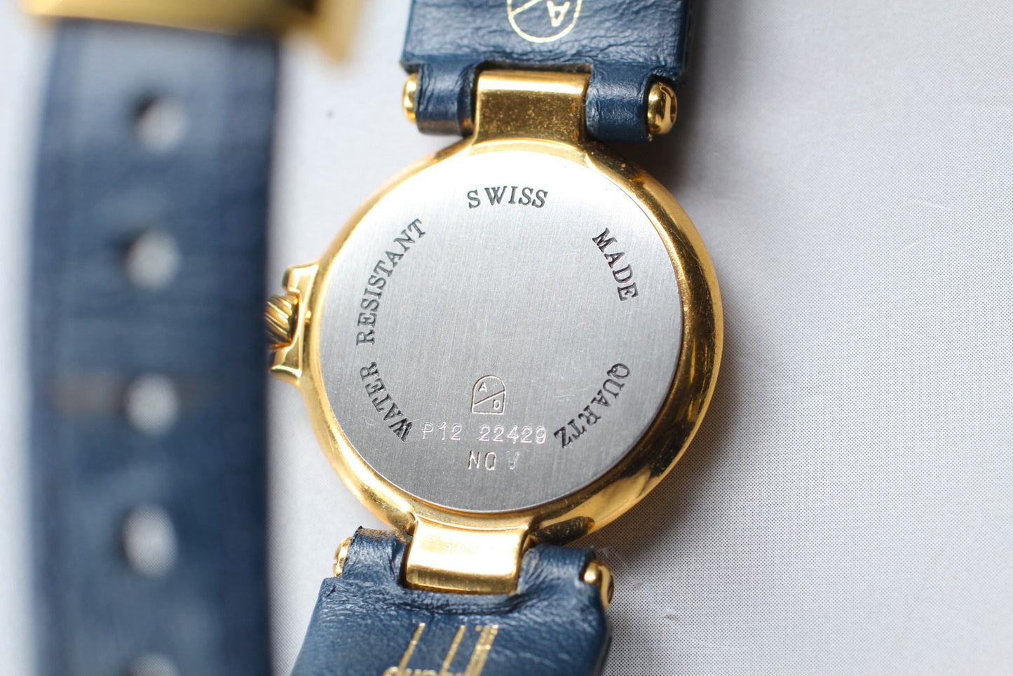 Rare Blue [N MINT / New Batt] Dunhill P12 Roman 25mm Quartz Ladies Watch JAPAN