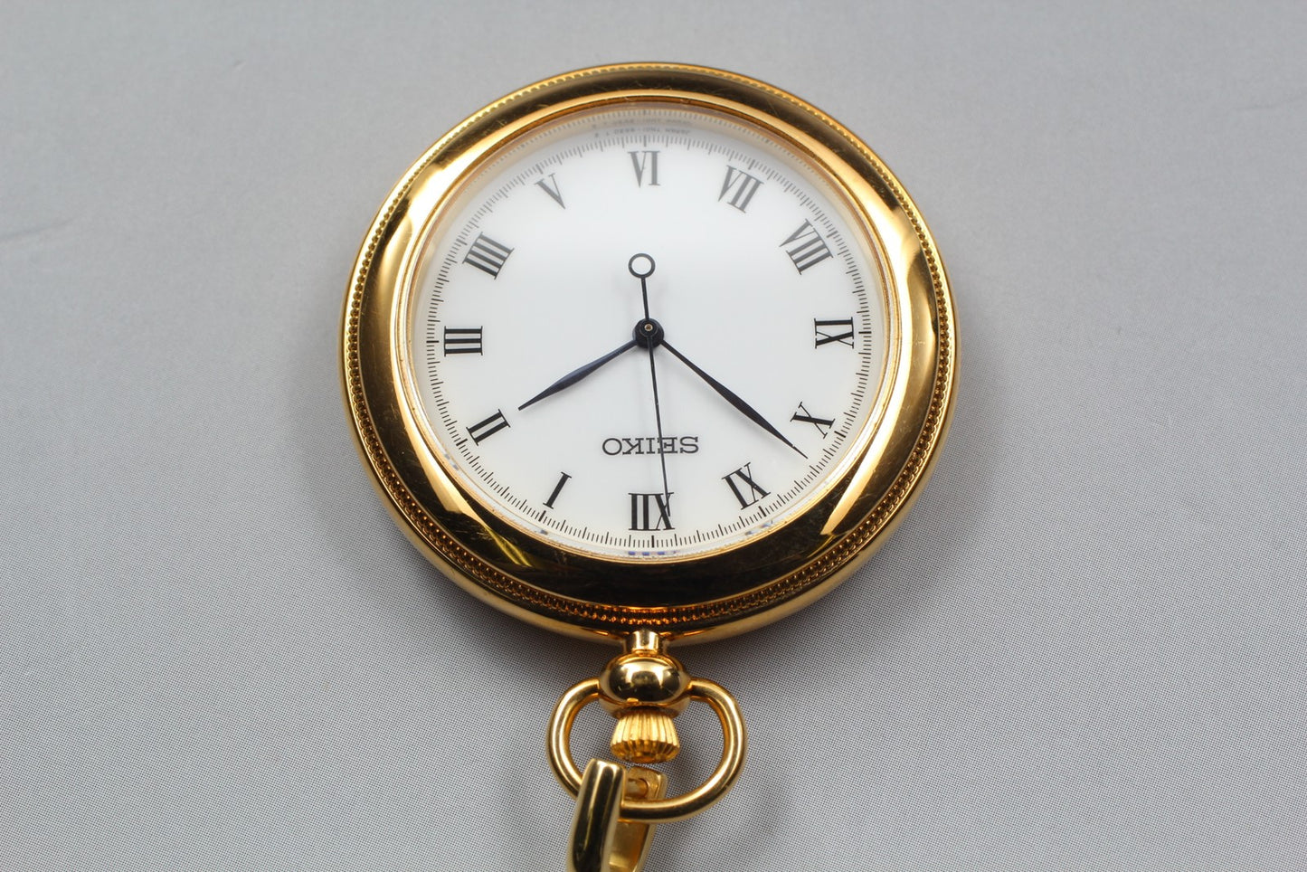 Vintage 1984 [N MINT / New Batt] SEIKO 7N01-9A20 Gold Pocket Watch From JAPAN