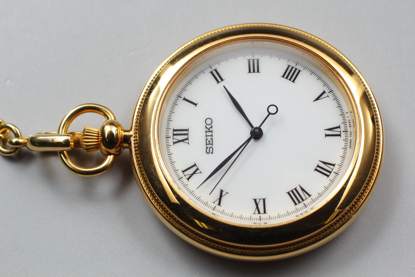 Vintage 1984 [N MINT / New Batt] SEIKO 7N01-9A20 Gold Pocket Watch From JAPAN