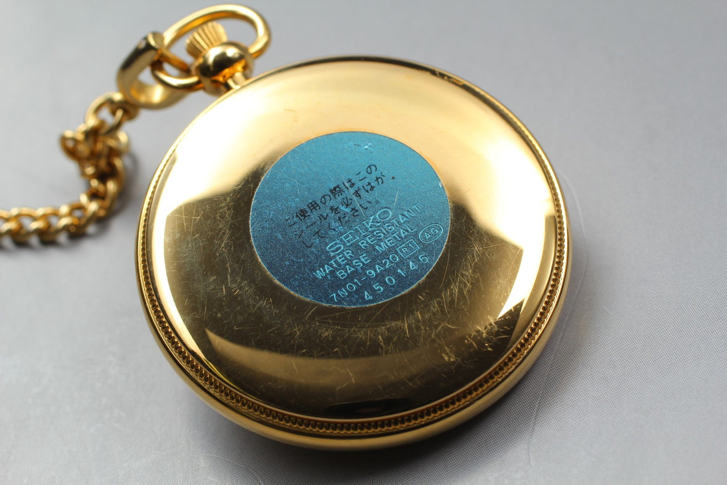 Vintage 1984 [N MINT / New Batt] SEIKO 7N01-9A20 Gold Pocket Watch From JAPAN