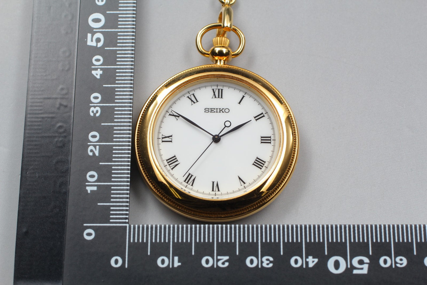 Vintage 1984 [N MINT / New Batt] SEIKO 7N01-9A20 Gold Pocket Watch From JAPAN