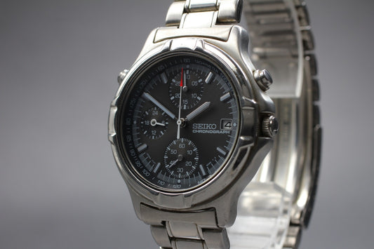 Vtg 1999 [N MINT / New Batt]Seiko 7T27-6A70 Chronograph Quartz Men's Watch JAPAN
