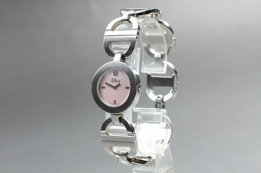 NewBattery [Near MINT] Dior Malice Round CD022110 Quartz Ladies Watch From JAPAN