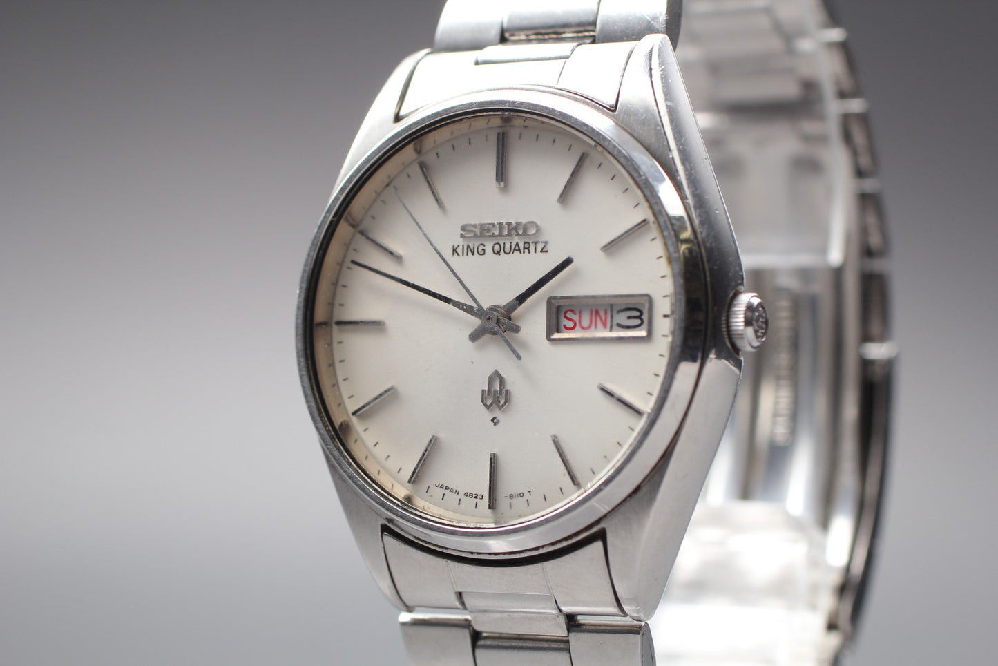 Vintage 1977 [Exc+5] SEIKO King Quartz 4823-8110 35mm Day/Date Men's Watch JAPAN