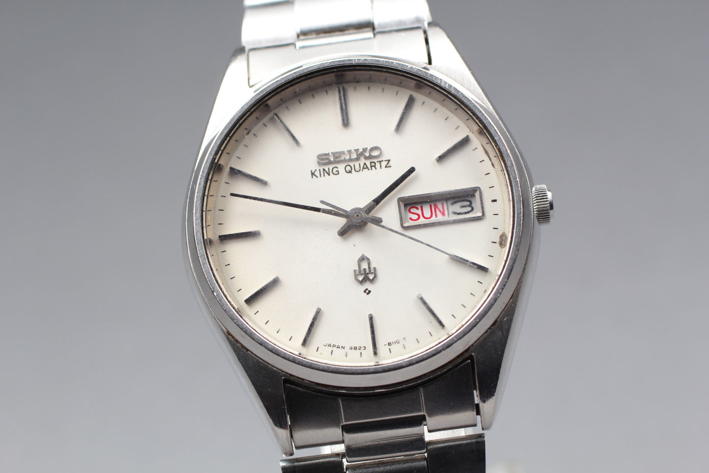 Vintage 1977 [Exc+5] SEIKO King Quartz 4823-8110 35mm Day/Date Men's Watch JAPAN