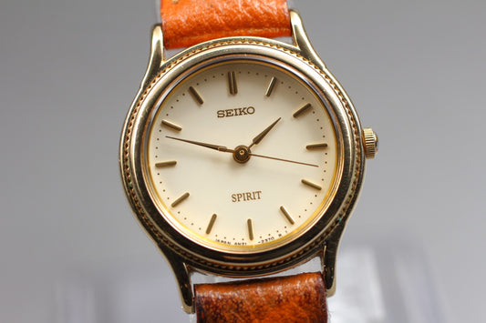 Vintage 1987 [N MINT / New Batt] Seiko Spirit 4N21-1050 Qz Ladies Watch JAPAN