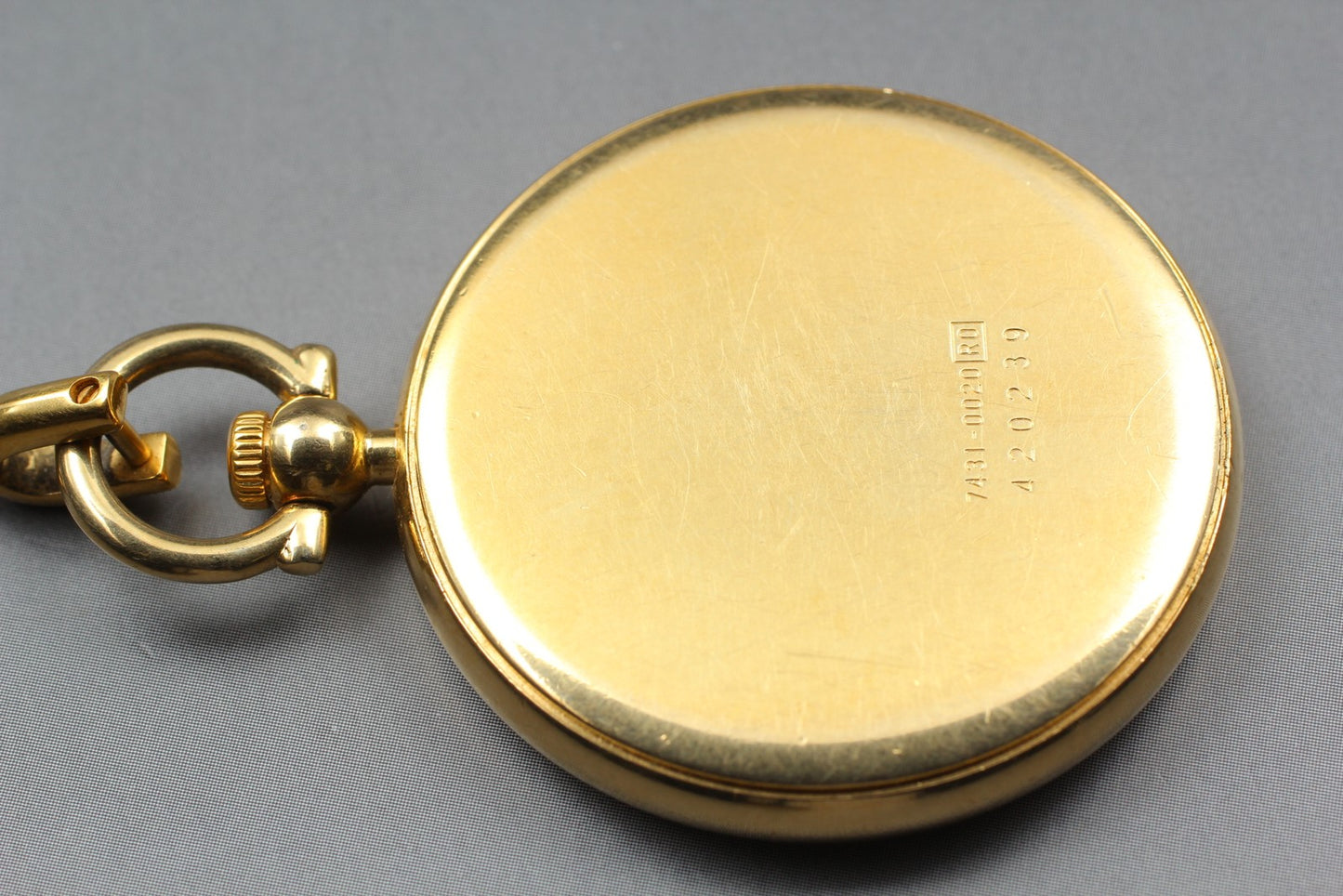 Vintage 1984 [Exc+5] SEIKO 7431-0020 Gold Open Face Pocket Watch Quartz JAPAN