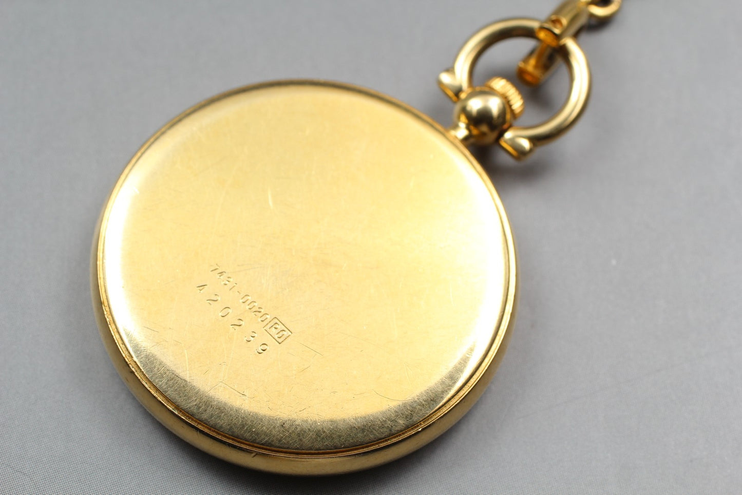 Vintage 1984 [Exc+5] SEIKO 7431-0020 Gold Open Face Pocket Watch Quartz JAPAN