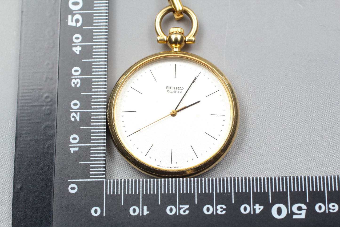 Vintage 1984 [Exc+5] SEIKO 7431-0020 Gold Open Face Pocket Watch Quartz JAPAN