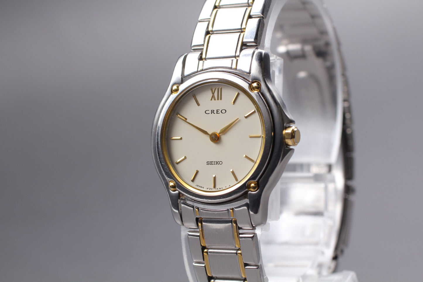 Vintage 1998 [Near MINT] Seiko Creo 1F20-0G50 two tone Quartz Ladies Watch JAPAN