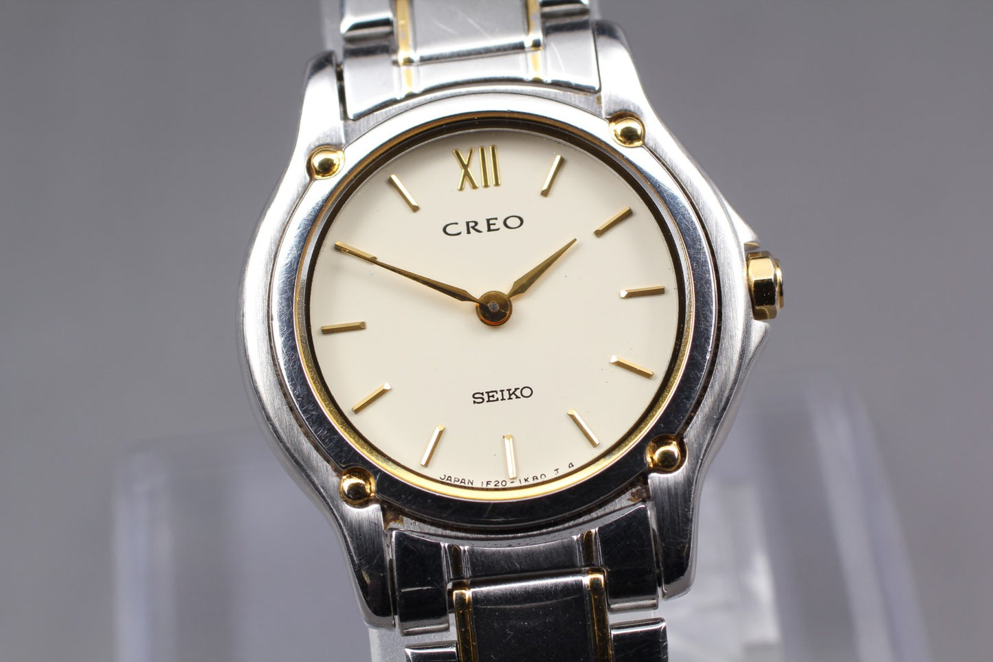 Vintage 1998 [Near MINT] Seiko Creo 1F20-0G50 two tone Quartz Ladies Watch JAPAN