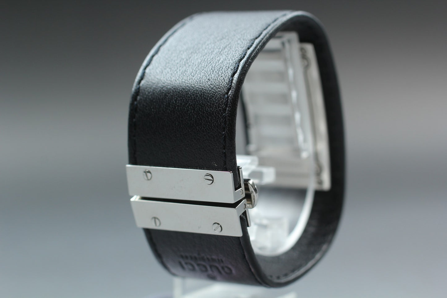 vintage [MINT] gucci 7800S Silver Black Leather Quartz Ladies Watch From JAPAN