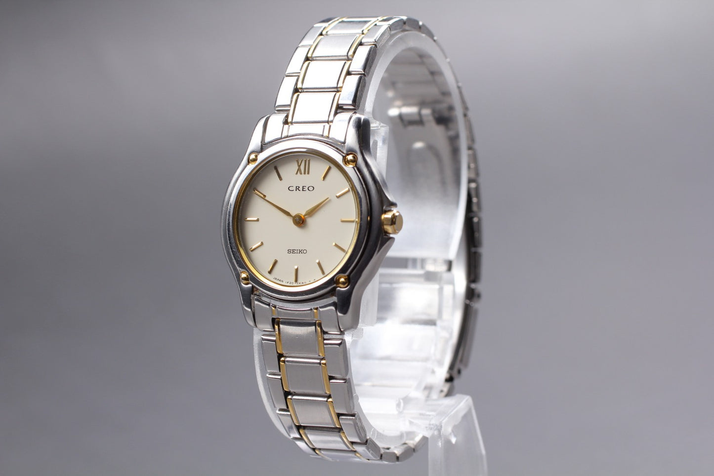 Vintage 1998 [Near MINT] Seiko Creo 1F20-0G50 two tone Quartz Ladies Watch JAPAN