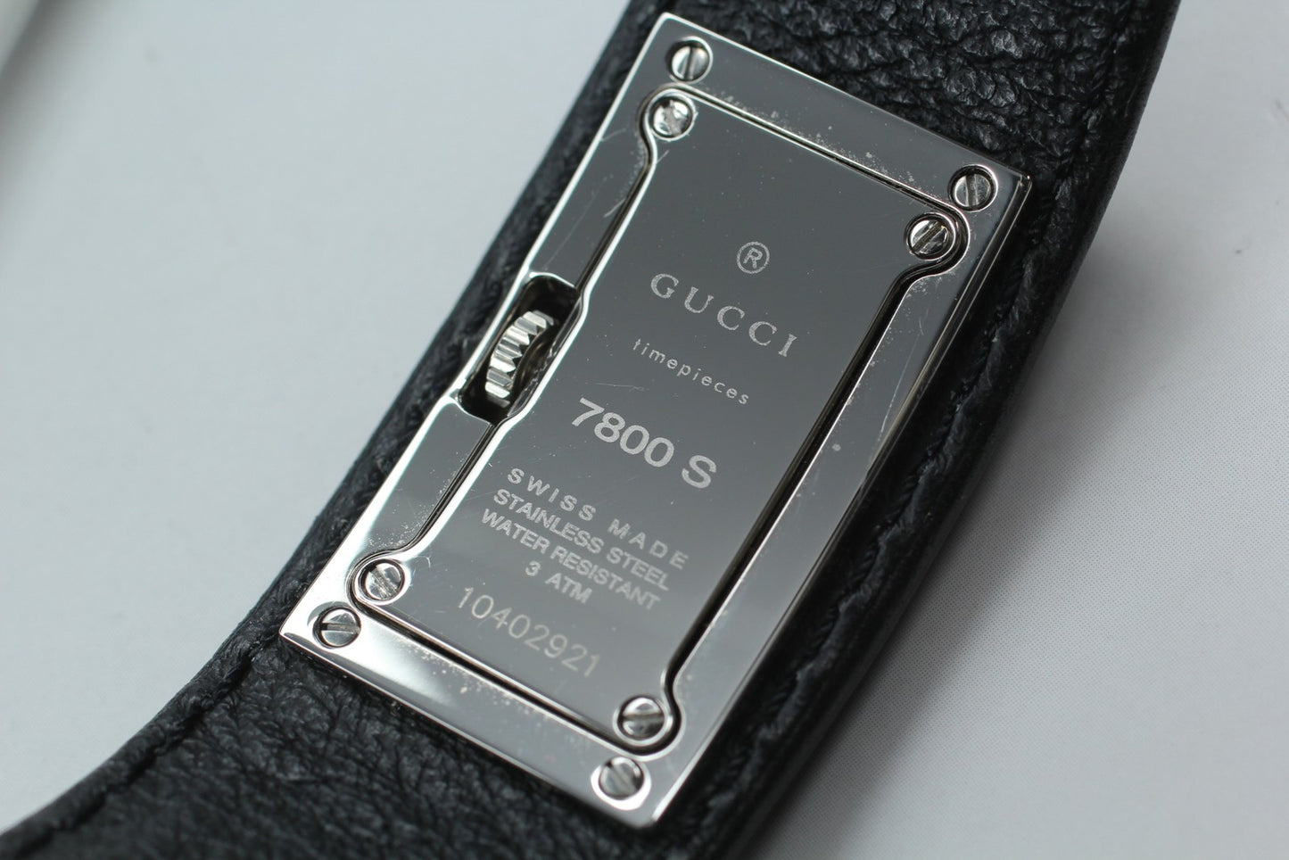 vintage [MINT] gucci 7800S Silver Black Leather Quartz Ladies Watch From JAPAN
