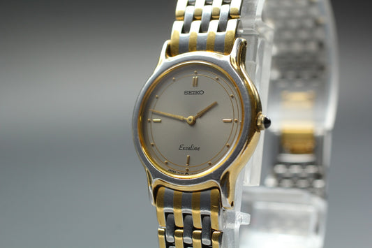 Vintage 1987 [N MINT / New Batt] SEIKO Exceline 7320-0350 Qz Ladies Watch JAPAN