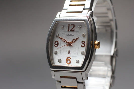 NewBatt [Near MINT] SEIKO LUKIA 1N01-0GA0 Diamond 8P Quartz Ladies Watch JAPAN