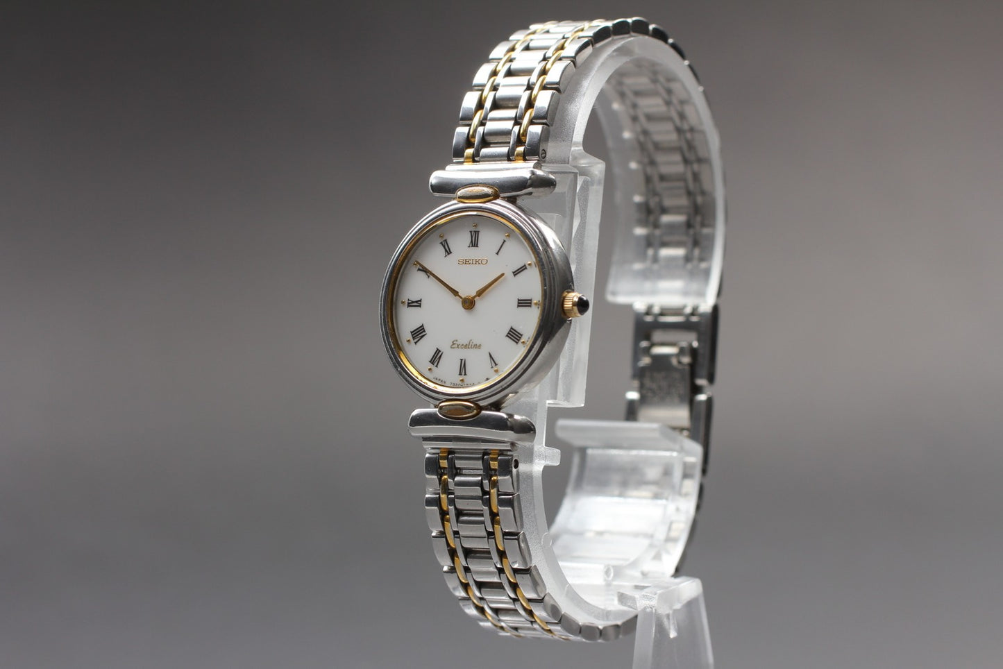 Vintage 1987 [Near MINT] Seiko Exceline 7320-0380 Silver Round Quartz From JAPAN