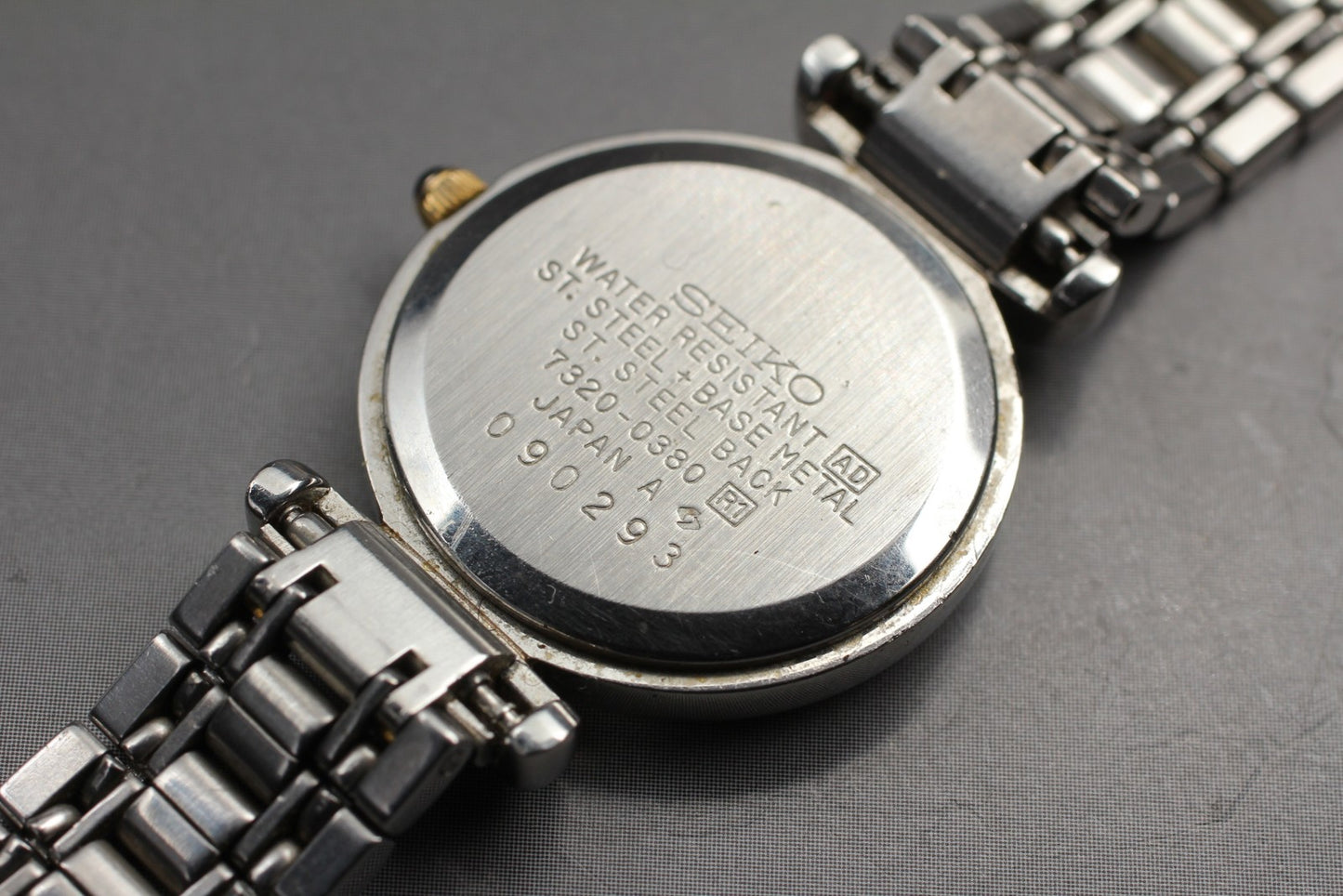 Vintage 1987 [Near MINT] Seiko Exceline 7320-0380 Silver Round Quartz From JAPAN