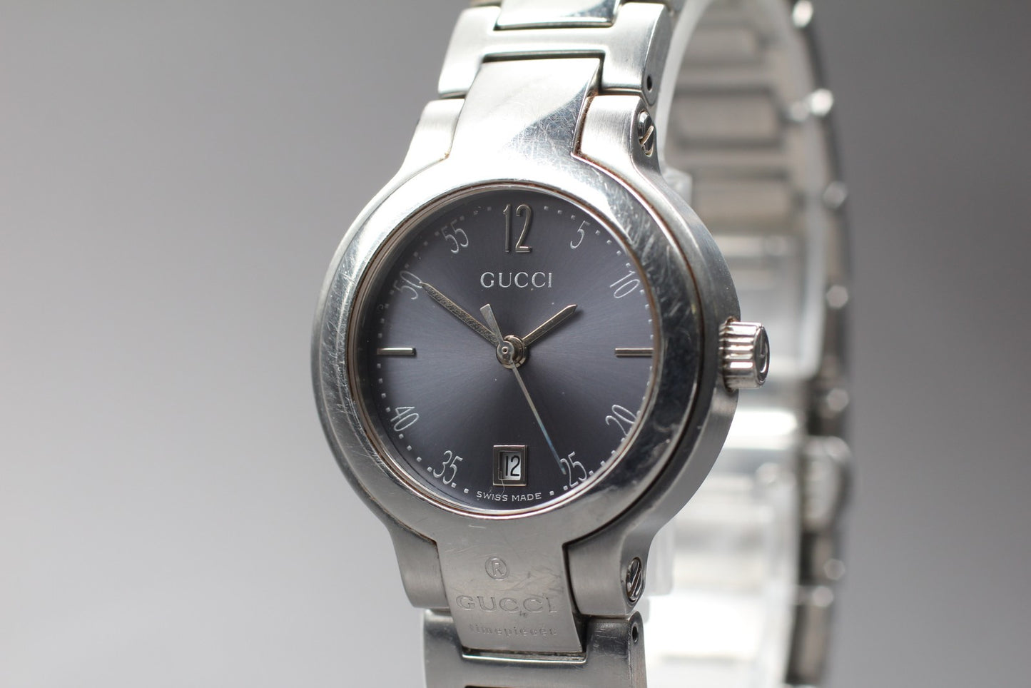 New Battery [Exc+5] GUCCI 8900L Gray  26mm Bracelet Quartz Ladies Watch JAPAN