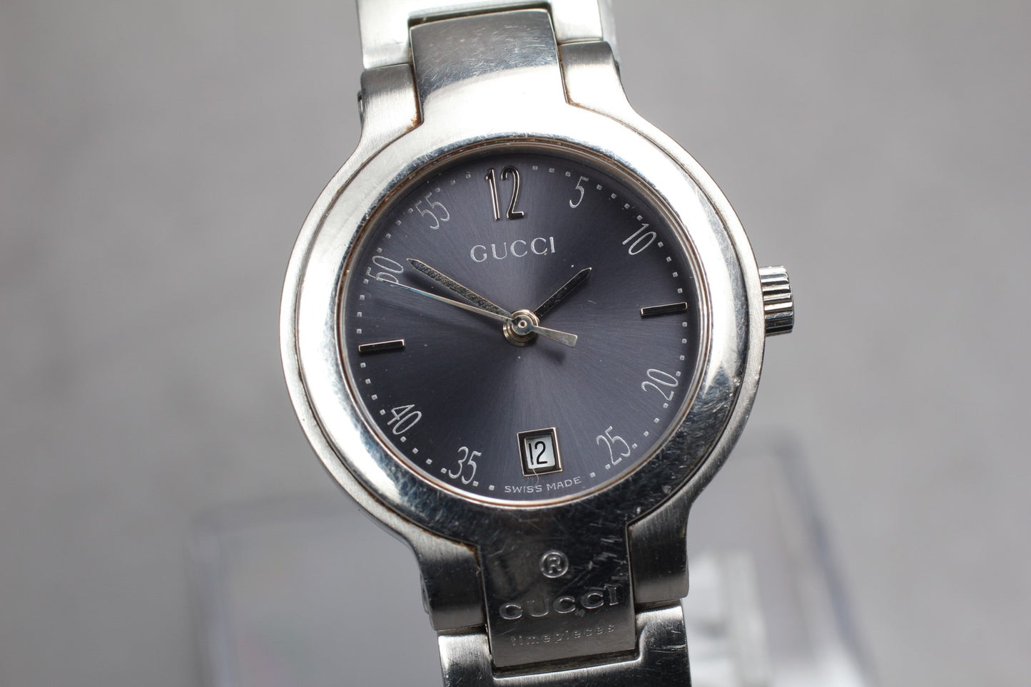 New Battery [Exc+5] GUCCI 8900L Gray  26mm Bracelet Quartz Ladies Watch JAPAN