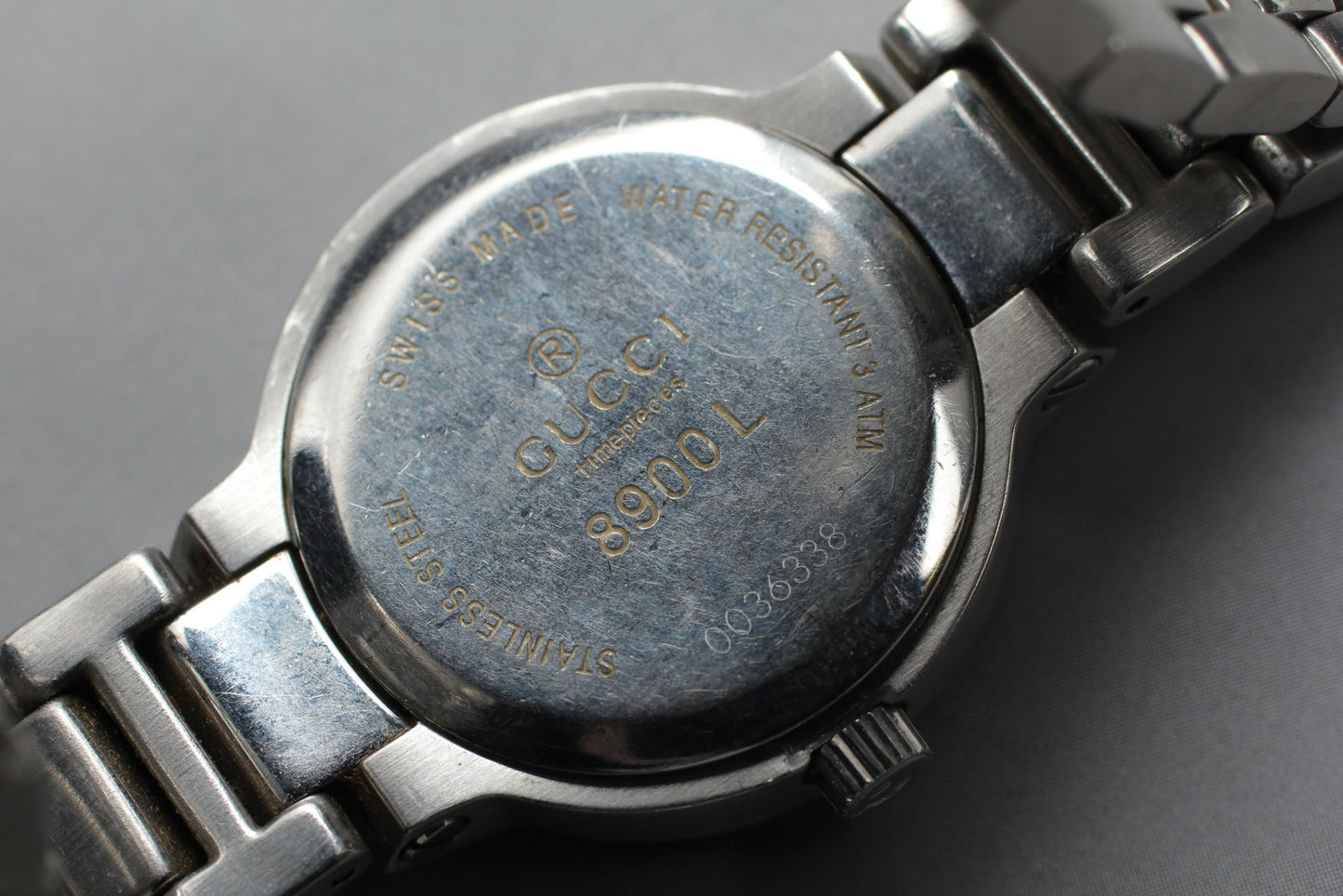 New Battery [Exc+5] GUCCI 8900L Gray  26mm Bracelet Quartz Ladies Watch JAPAN