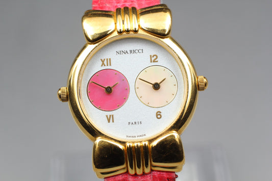 NewBatt [Near MINT] NINA RICCI W-958 double face shell Quartz Ladies Watch JAPAN