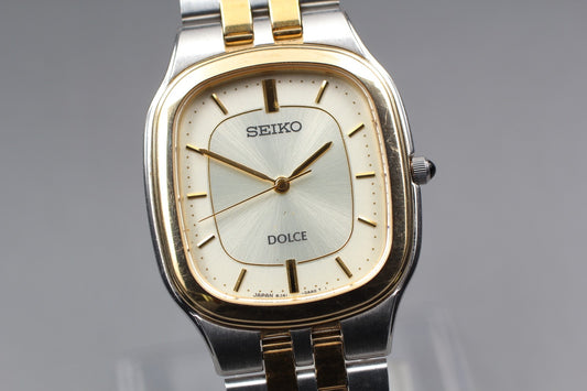 Vintage 1991 [Near MINT] Seiko Dolce 8J41-0AA0 two-tone Quartz Men's Watch JAPAN