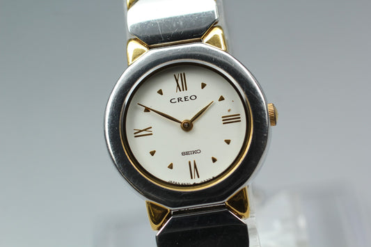 Vintage 1999 [N MINT / New Batt] SEIKO CREO 4N20-0100 Quartz Ladies Watch JAPAN