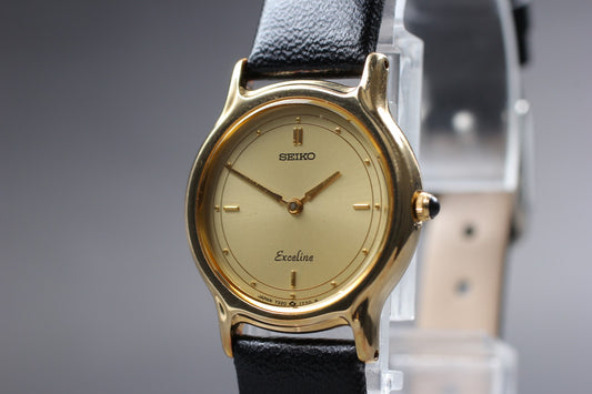Vin.1987 [N MINT] SEIKO Exceline 7320-0350 Gold 22mm Quartz Ladies Watch JAPAN