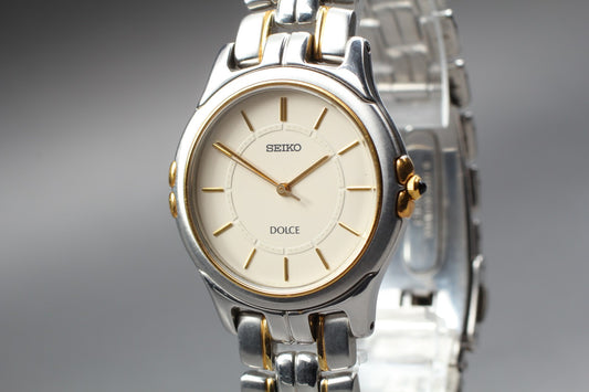 SEIKO Second Hands | Vintage 1999 [Near MINT] SEIKO Dolce 8J41-6140 Gold Silver 33mm Qz Men's Watch La.riberta From Japan