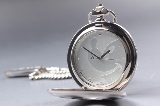 SEIKO Second Hands | N MINT Seiko Alba V721-0A10 Pocket Watch Mickey Limited Steel Quartz Mens JAPAN La.riberta From Japan