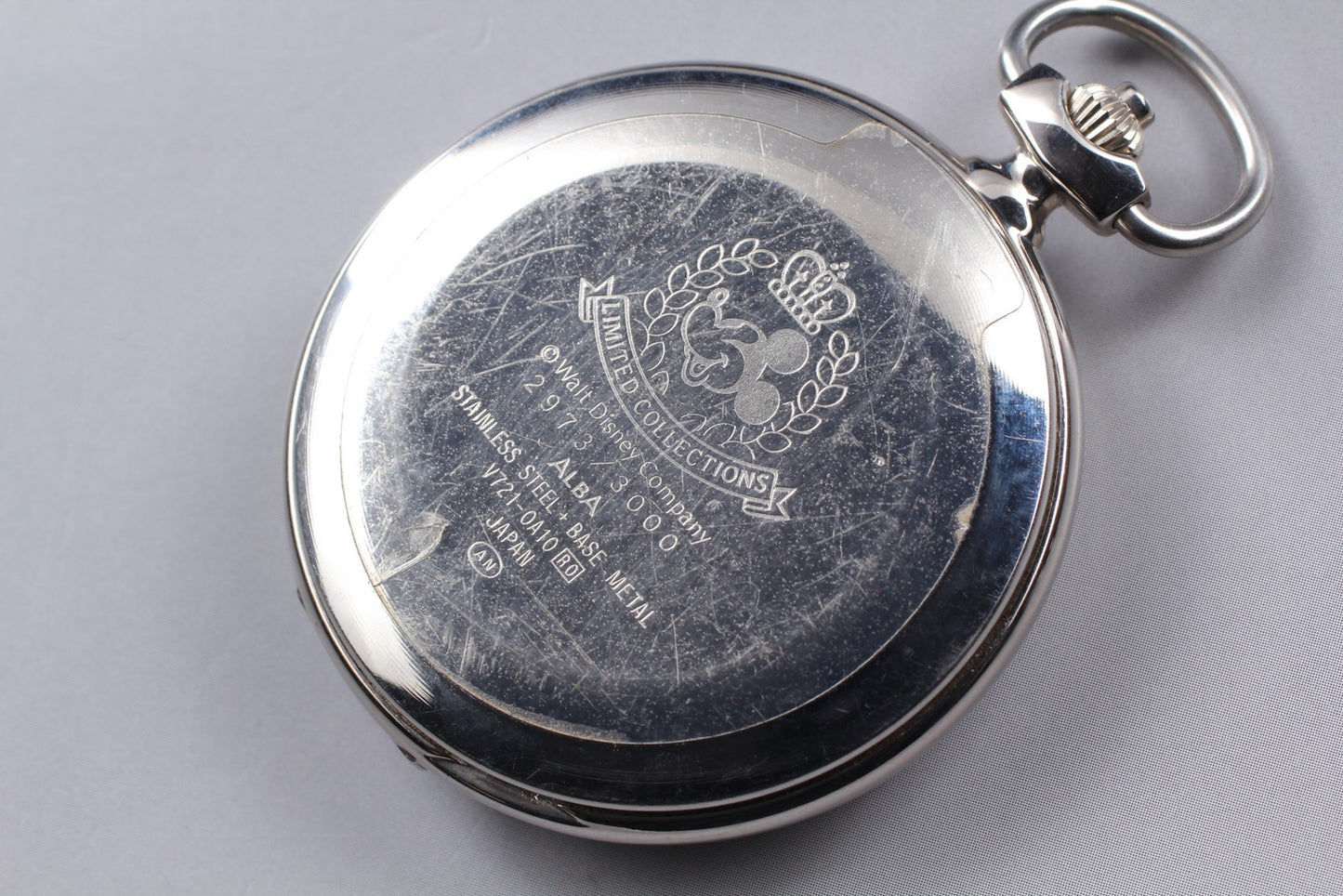 SEIKO Second Hands | N MINT Seiko Alba V721-0A10 Pocket Watch Mickey Limited Steel Quartz Mens JAPAN La.riberta From Japan