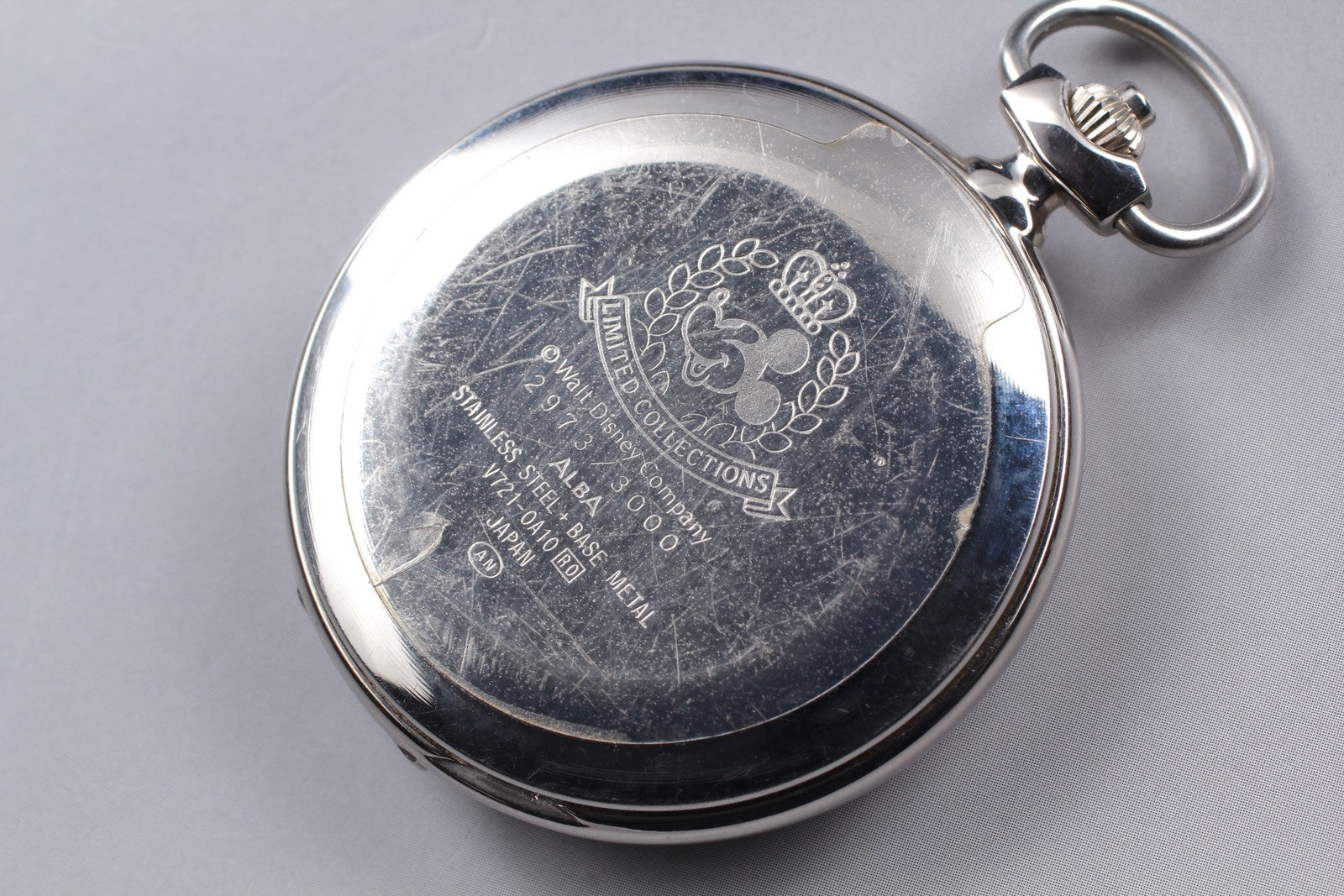 SEIKO Second Hands | N MINT Seiko Alba V721-0A10 Pocket Watch Mickey Limited Steel Quartz Mens JAPAN La.riberta From Japan