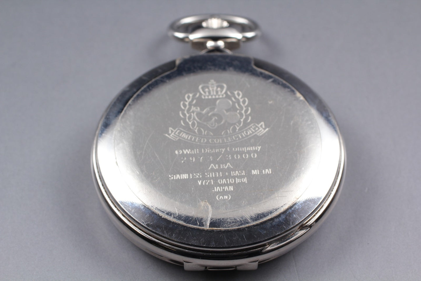 SEIKO Second Hands | N MINT Seiko Alba V721-0A10 Pocket Watch Mickey Limited Steel Quartz Mens JAPAN La.riberta From Japan