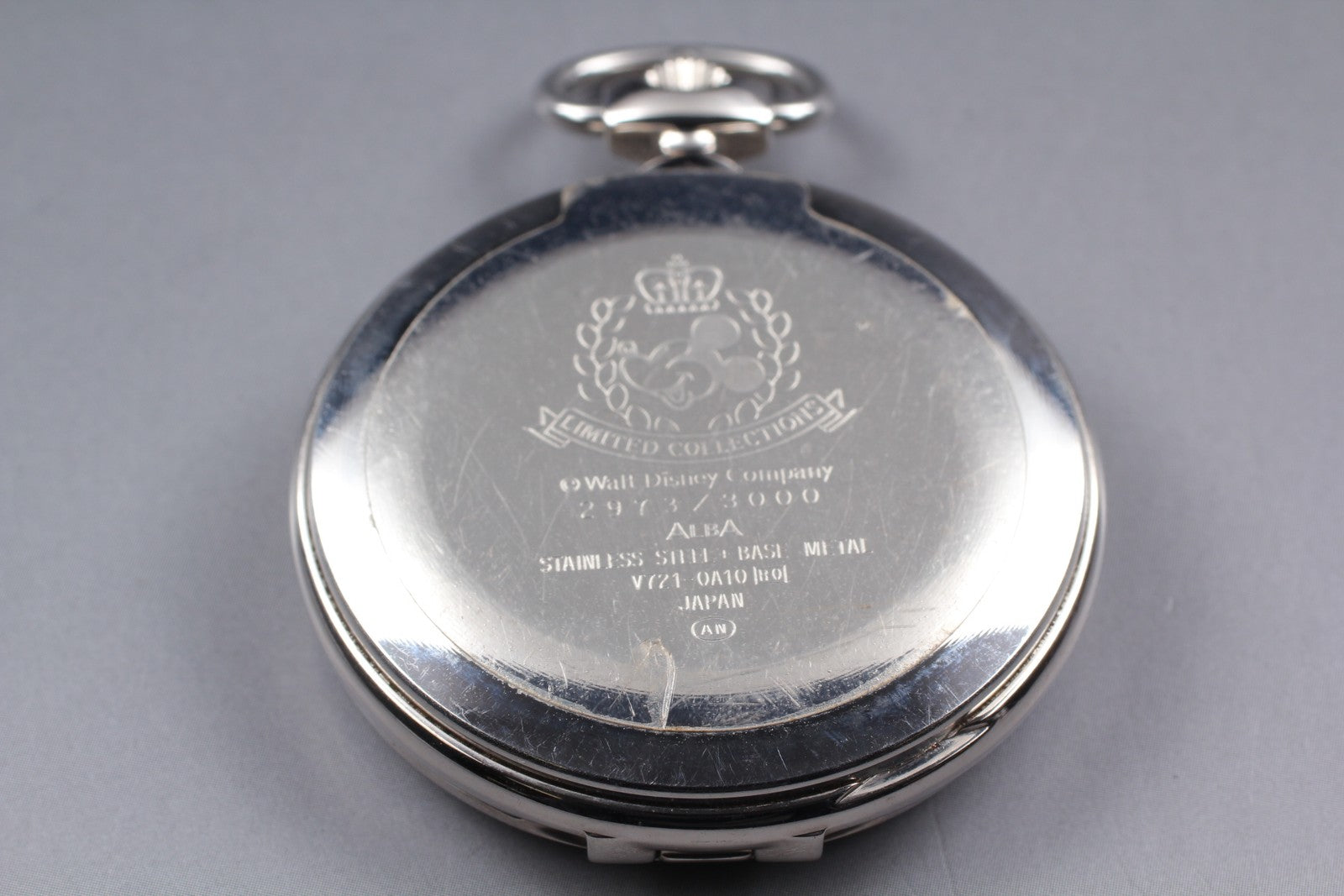 SEIKO Second Hands | N MINT Seiko Alba V721-0A10 Pocket Watch Mickey Limited Steel Quartz Mens JAPAN La.riberta From Japan