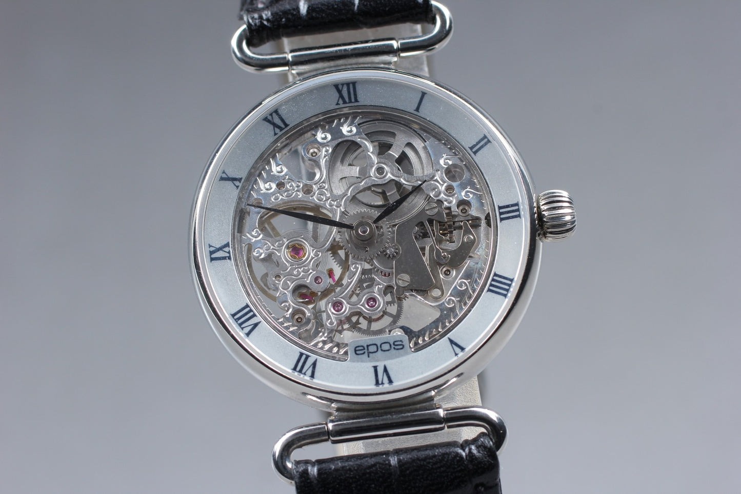 Second Hands | Vintage.[MINT] epos 3347 Skeleton Roman Silver Manual Mens Watch From JAPAN La.riberta From Japan