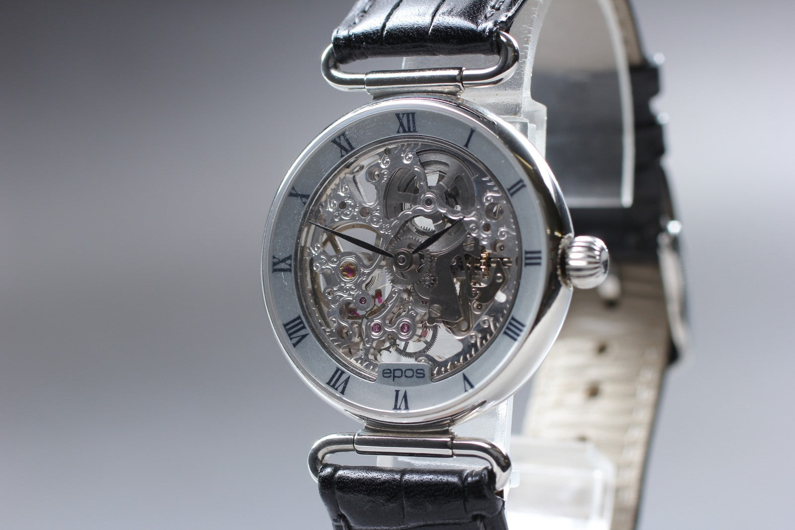 Second Hands | Vintage.[MINT] epos 3347 Skeleton Roman Silver Manual Mens Watch From JAPAN La.riberta From Japan