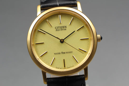 Second Hands | Vtg.1986 [Near MINT] CITIZEN E031-S033161 Gold Round Quartz Men's Watch JAPAN La.riberta From Japan