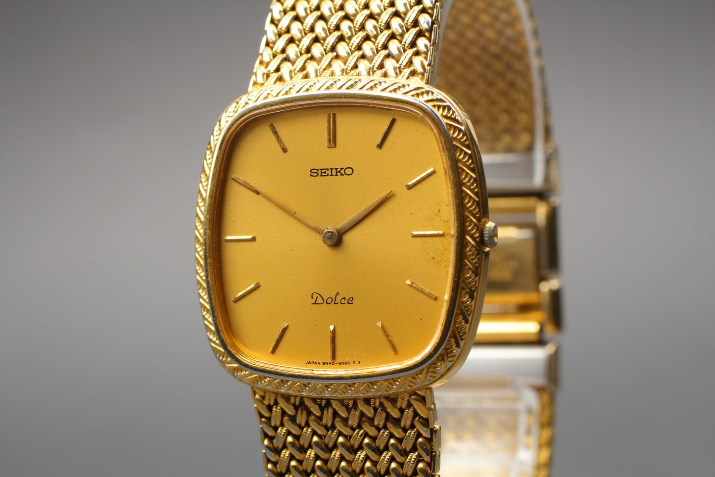 Vin.1990 [Exc+5] SEIKO DOLCE 8N40-5040 Bracelet Gold Quartz Men’s Watch JAPAN