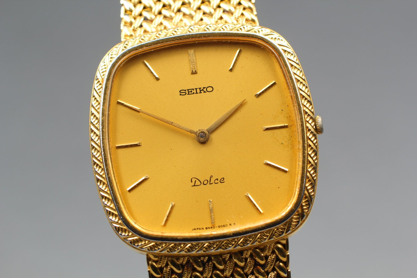 Vin.1990 [Exc+5] SEIKO DOLCE 8N40-5040 Bracelet Gold Quartz Men’s Watch JAPAN