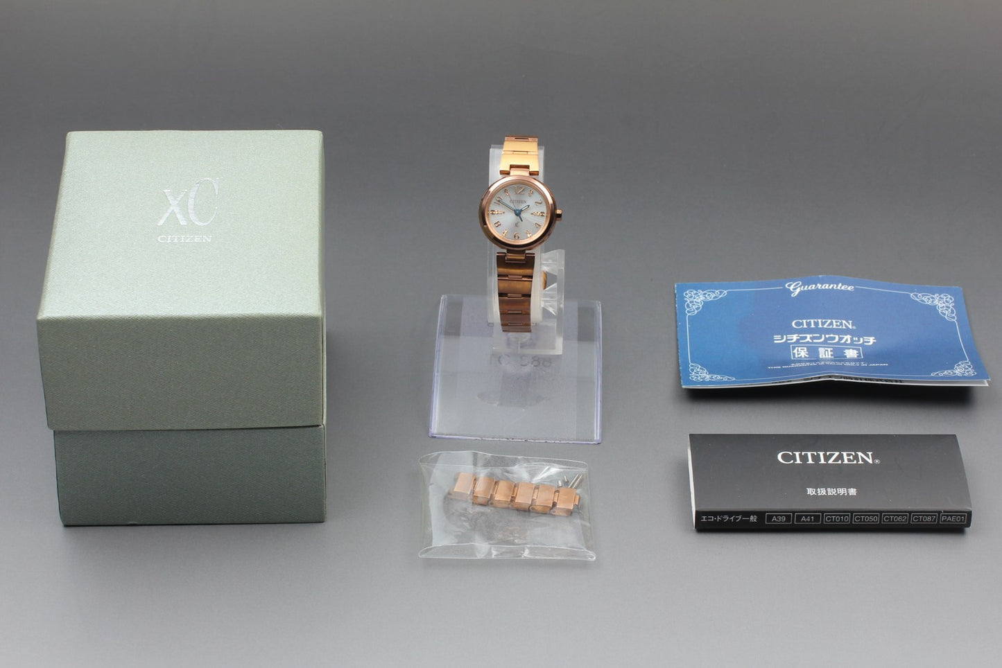 N MINT Fullset / CITIZEN xC B036-T018297 Solar 22mm Gold Ladies Watch From JAPAN